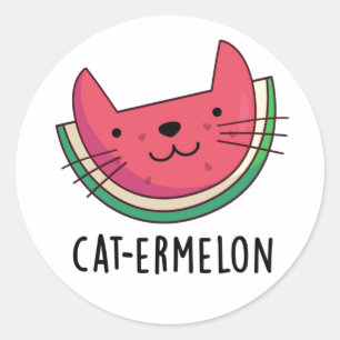 Cat-ermelon Funny Cat Watermelon Pun Runt Klistermärke