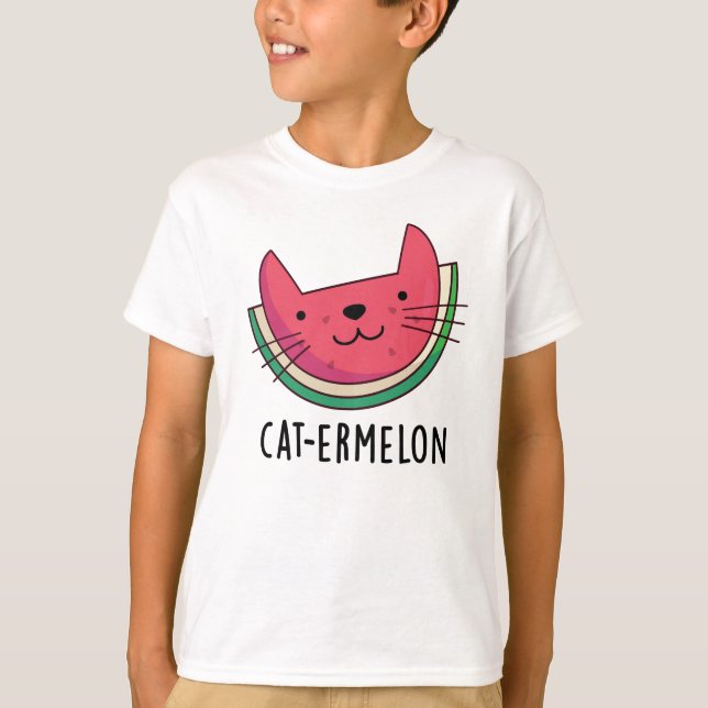 Cat-ermelon Funny Cat Watermelon Pun T Shirt (Framsida)