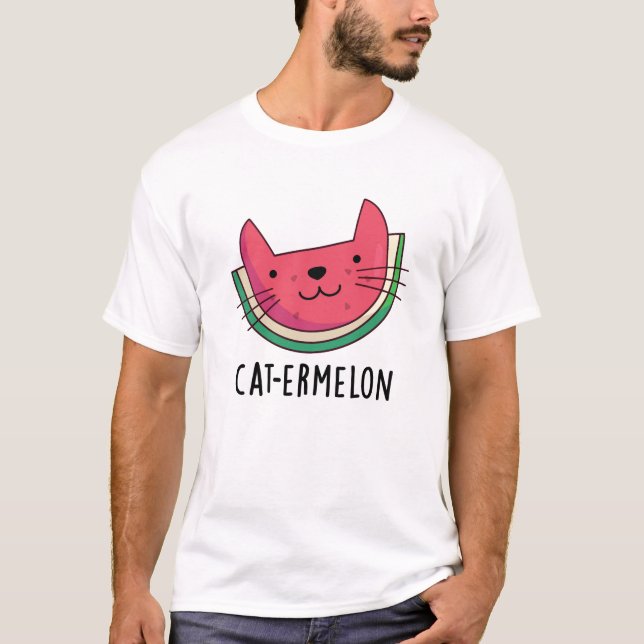 Cat-ermelon Funny Cat Watermelon Pun T Shirt (Framsida)