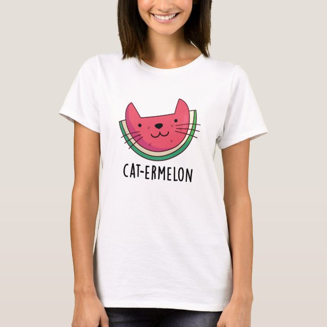 Cat-ermelon Funny Cat Watermelon Pun T Shirt (Framsida)