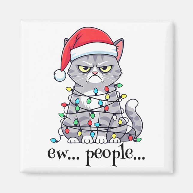 Cat Ew People Adult Humor Mens Womens Introvert An Magnet (Framsidan)