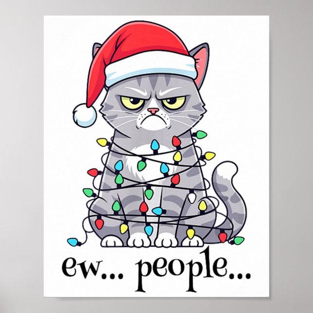 Cat Ew People Adult Humor Mens Womens Introvert An Poster (Framsidan)