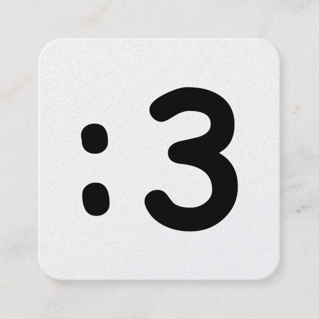 Cat Face Emoticon :3 Fyrkantigt Visitkort (Framsida)