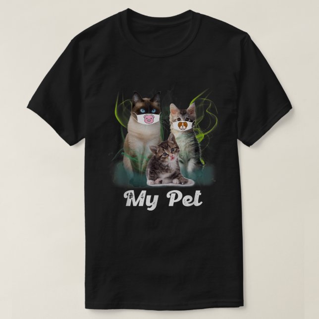Cat Face Mask, Cute Pet Cats Lovers Gift Pig Dog A T Shirt (Design framsida)