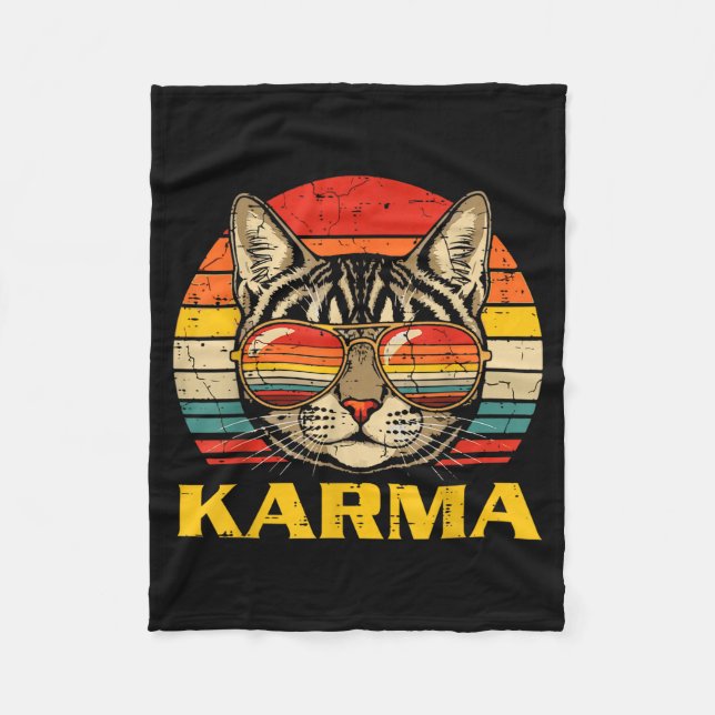 Cat Face Sungles Karma Funny Kitten Kitty Men Wome Fleecefilt (Framsidan)