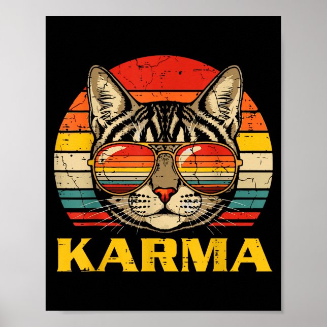 Cat Face Sungles Karma Funny Kitten Kitty Men Wome Poster (Framsidan)