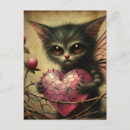Cat Fairy Rosa Heart Brambles Vykort