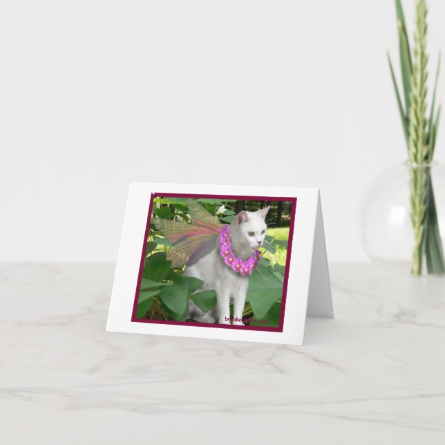 Cat Fairy with Pansy Necklace Notecard Kort (Framsida)