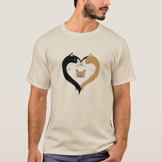 Cat Family Heart – Love & Unity T Shirt (Framsida)