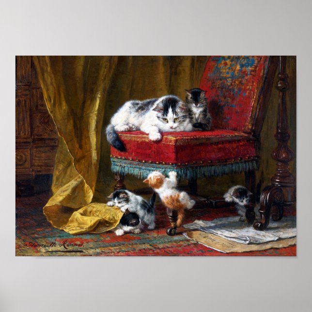 Cat Family, Henriette Ronner-Knip Poster (Framsidan)