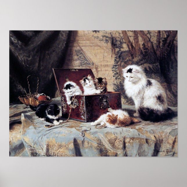 Cat Family, Henriette Ronner-Knip Poster (Framsidan)
