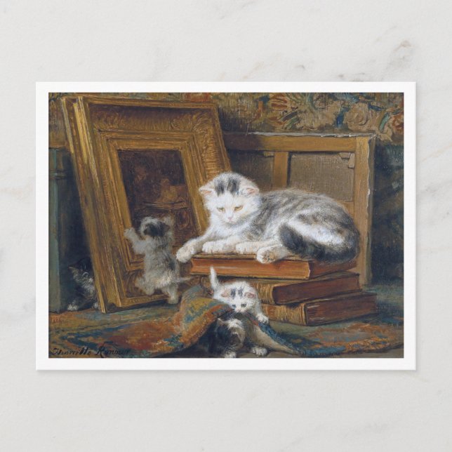Cat Family, Henriette Ronner-Knip Vykort (Framsida)