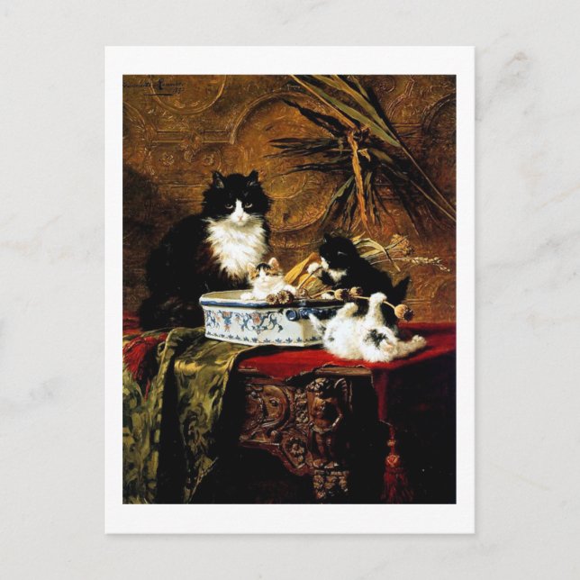 Cat Family, Henriëtte Ronner-Knip Vykort (Framsida)