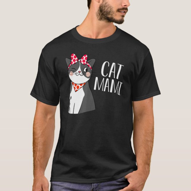 Cat  Family Matching Mother Cat Mommy Cat Mami T Shirt (Framsida)