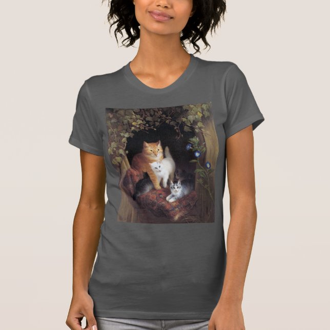 Cat Family och Ivy Löv av Henriette Ronner-Knip T Shirt (Framsida)