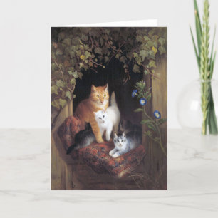 Cat Family och Ivy Löv av Henriette Ronner-Knip Tack Kort