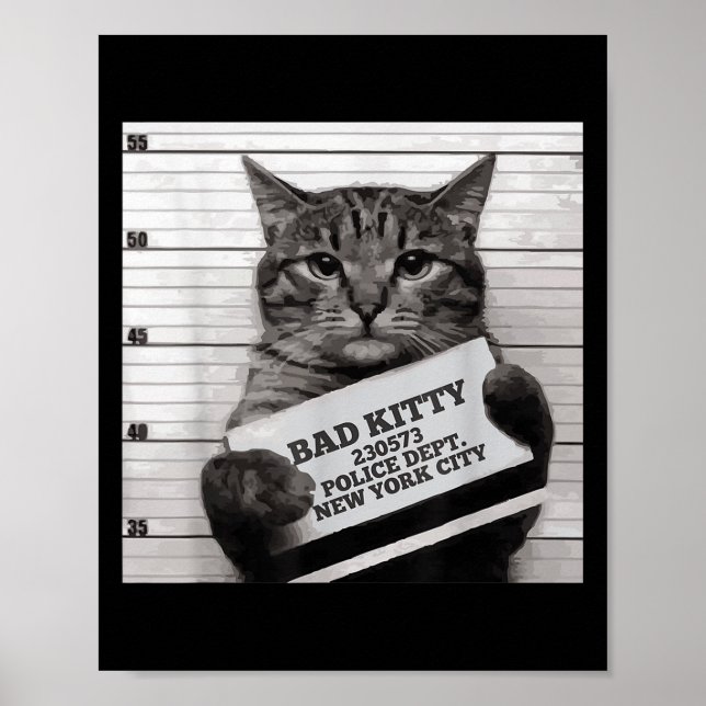 Cat-fängelset Jail Prisoner Bad Kattunge Mugshot F Poster (Framsidan)