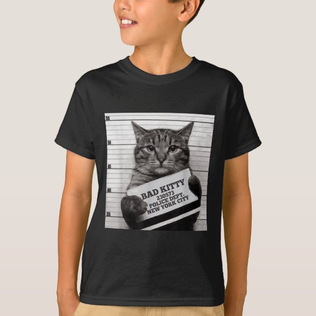 Cat-fängelset Jail Prisoner Bad Kattunge Mugshot F T Shirt (Framsida)