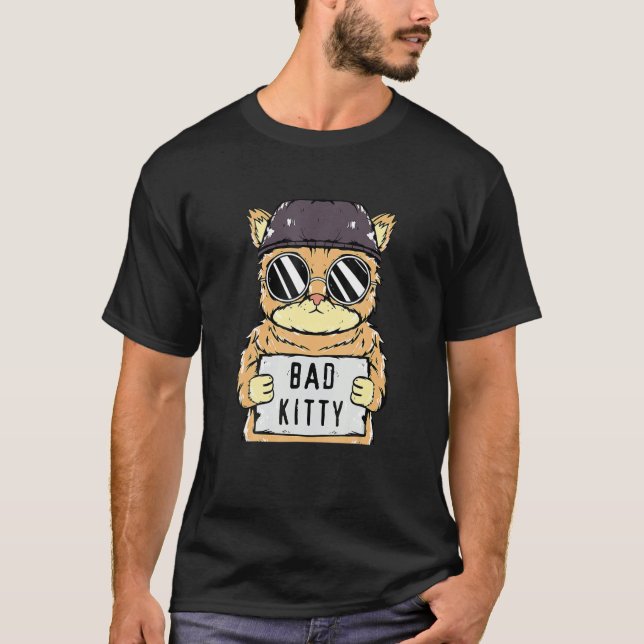 Cat-fängelset Jail Prisoner Bad Kattunge Mugshot T Shirt (Framsida)