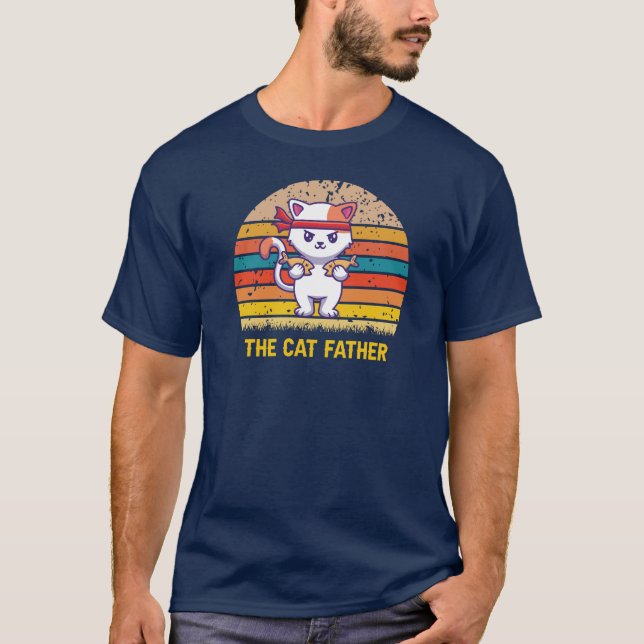 Cat Far Retro Ninja T Shirt (Framsida)