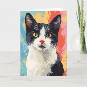 Cat Färg Abstrakt Animal Helgkort
