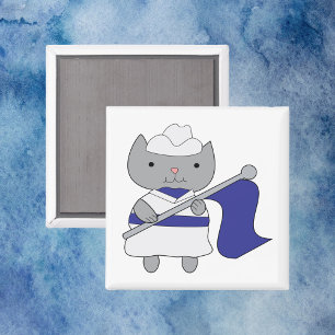 Cat Färg Guard Blue White Magnet