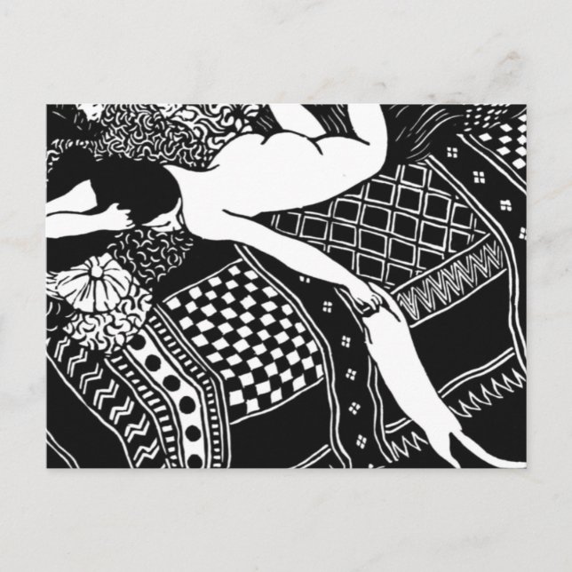 Cat Felix Vallotton Dam Bed Laziness La Paresse Vykort (Framsida)