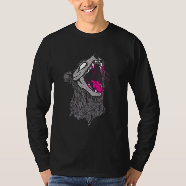 Cat Fight Zombie Cat T Shirt (Framsida)