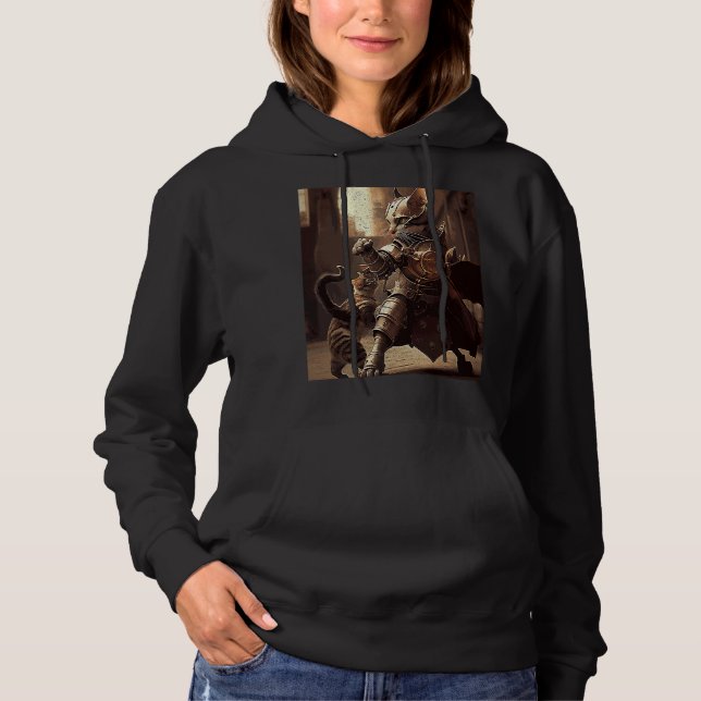Cat Fighting Steampunk T Shirt (Framsida)