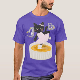 Cat figur som är skridskor på en läderbrulk t shirt