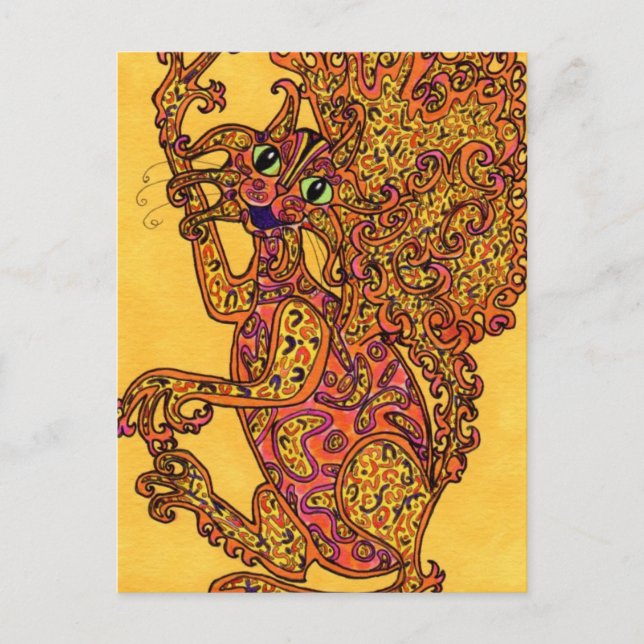 Cat Fire Fairy Vykort (Framsida)