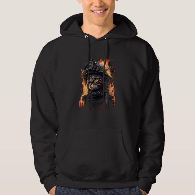 Cat Firefighter Show Your Love for Firefighting Hoodie (Framsida)