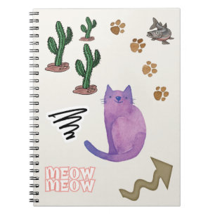 Cat Fish Cactus Notebook Anteckningsbok