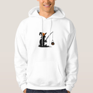 Cat Fishing Pumpkin Halloween Costume Cat Lover Hoodie