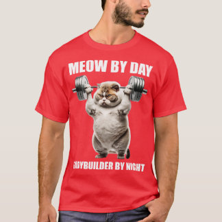 Cat Fitness Älskare Gift Meow per day Bodybuilding T Shirt