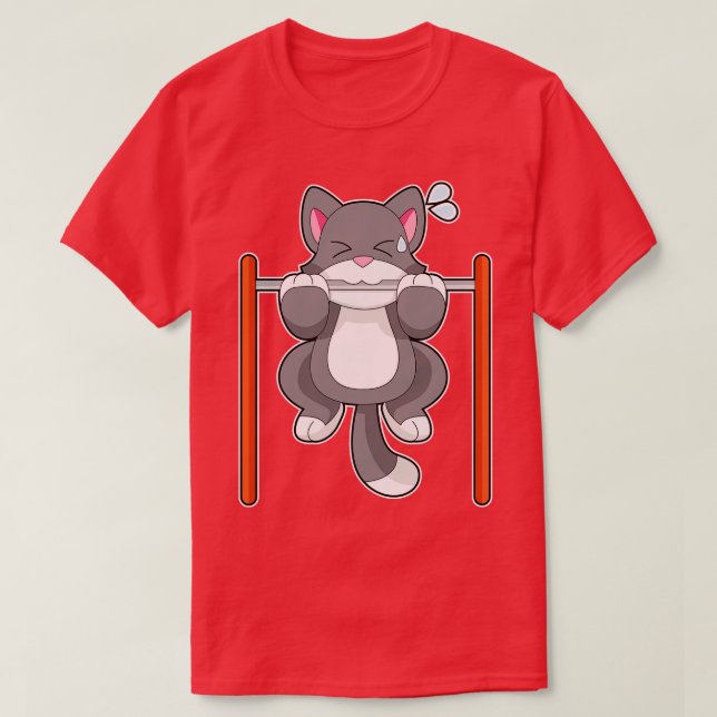 Cat Fitness - dra upp sportar T Shirt (Design framsida)