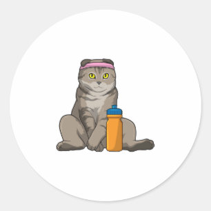 Cat Fitness Drinking mugg Runt Klistermärke