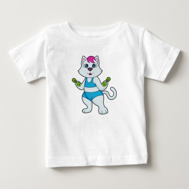 Cat Fitness Dumbbell T Shirt (Framsida)