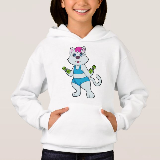 Cat Fitness Dumbbell T Shirt (Framsida)