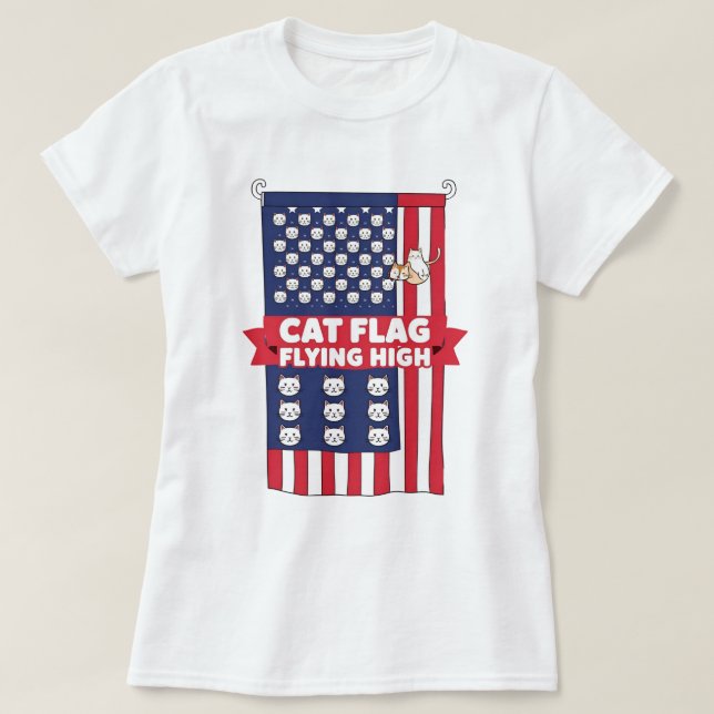 Cat Flagga Flies High - Patriotic Cat T-Shirt (Design framsida)