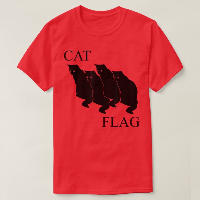 Cat Flagga Funny Black Flagga  T Shirt (Design framsida)
