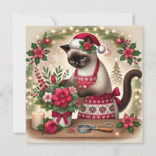 Cat Florist med blommor jul Hälsning Julkort