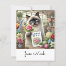 Cat Florist med kort tanke på dig