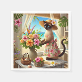 Cat Florist vid stranden Pappersservett