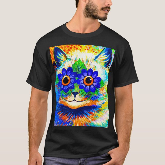 Cat Flower Öga T Shirt (Framsida)