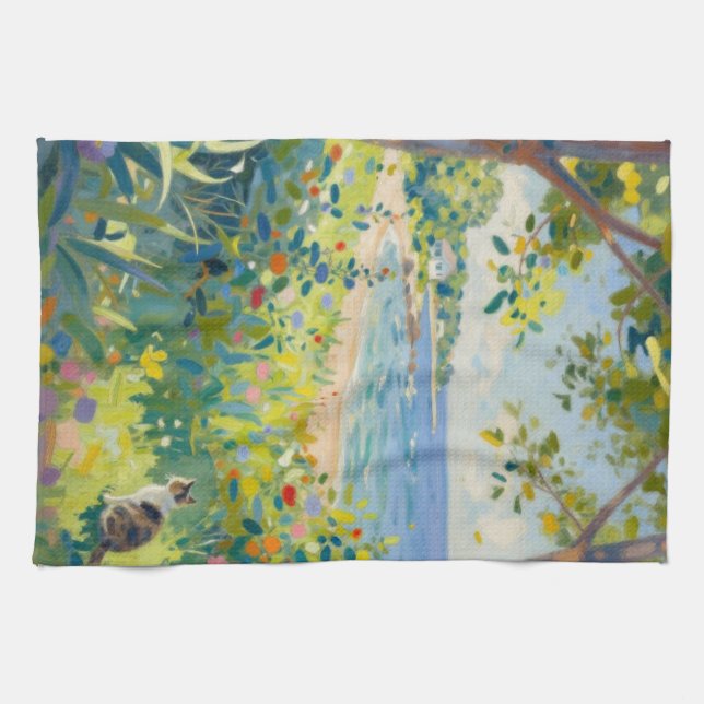 Cat Flowers And Sea Kökshandduk (Horisontell)