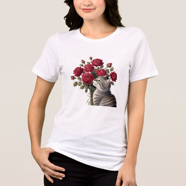 Cat Flowers T Shirt (Framsida)