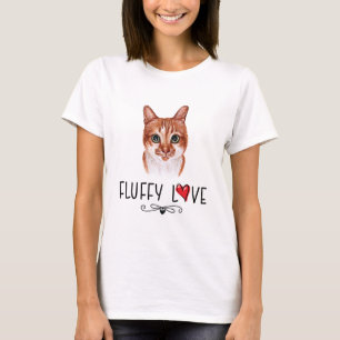 Cat Fluffy Kärlek Kattunge Meow Porträtt T Shirt