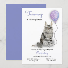 Cat Födelsedagsfest inbjudan
