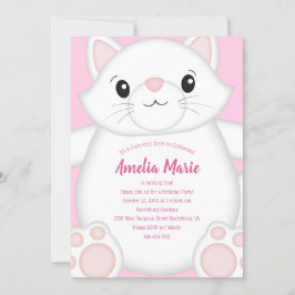 Cat Födelsedagsfest Kattunge Rosa Inbjudningar